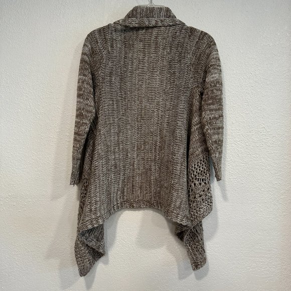 Charlotte Russe Open Front Cardigan Sweater Asymmetrical Hem Tan Beige SZ Small - Picture 2 of 9